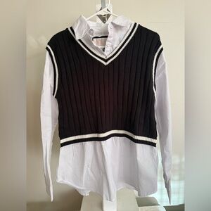 NWT Audrey Parks Twofer Layered Cable Knit Sweater Vest